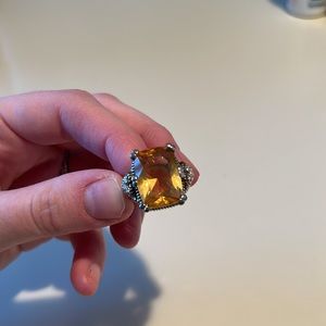 Judith Ripka citrine ring size 6 great condition with diamonds in hearts